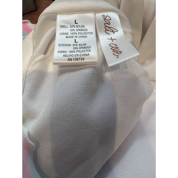 Salt & Cove Printed Lettuce Edge Short Sleeve Swim Top & Bikini Large Retro - Picture 9 of 12